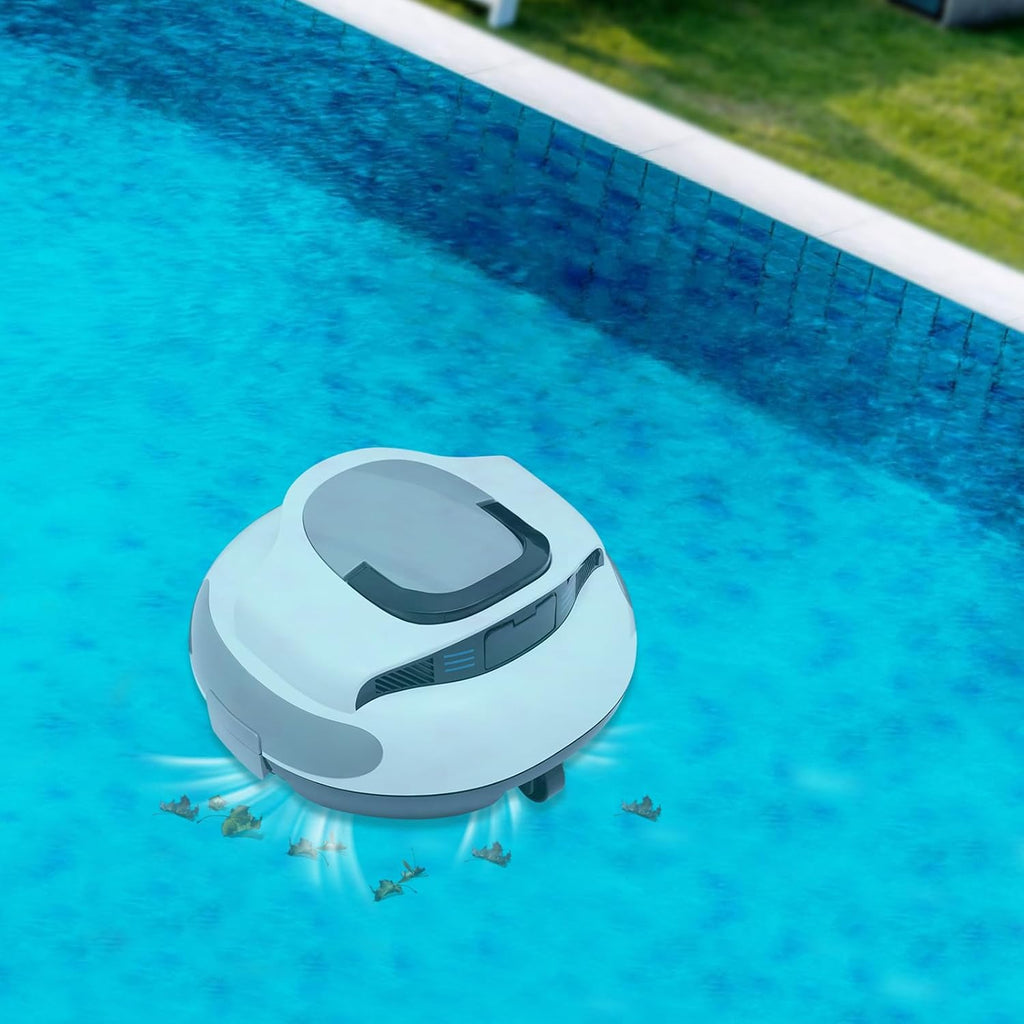 Robotic Cordless Pool Vacuum Cleaner - Automatic Swimming Pool Cleaning Machine with Powerful Suction, Dual Brushless Motors, 75 Mins Runtime, Ideal for Inground and Above Ground Pools up to 807 ft²