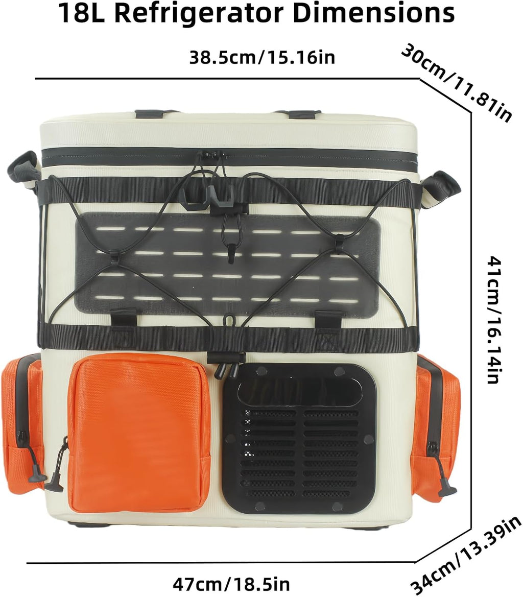 Bxiadbzl Backpack Car Refrigerator 19QT/18L - 12V DC/AC Compressor Cooler, -4~68℉ Quick Freeze for Truck,RV,Camping