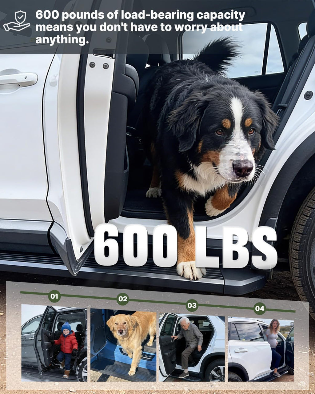 Running Boards Fit for 2023-2026 Honda Pilot Aluminum Side Steps | 600 LBS Load, No-Drill Step Rails with Wide Non-Slip Platform, Side Step Bars for Kids, Elderly & Daily SUV Access
