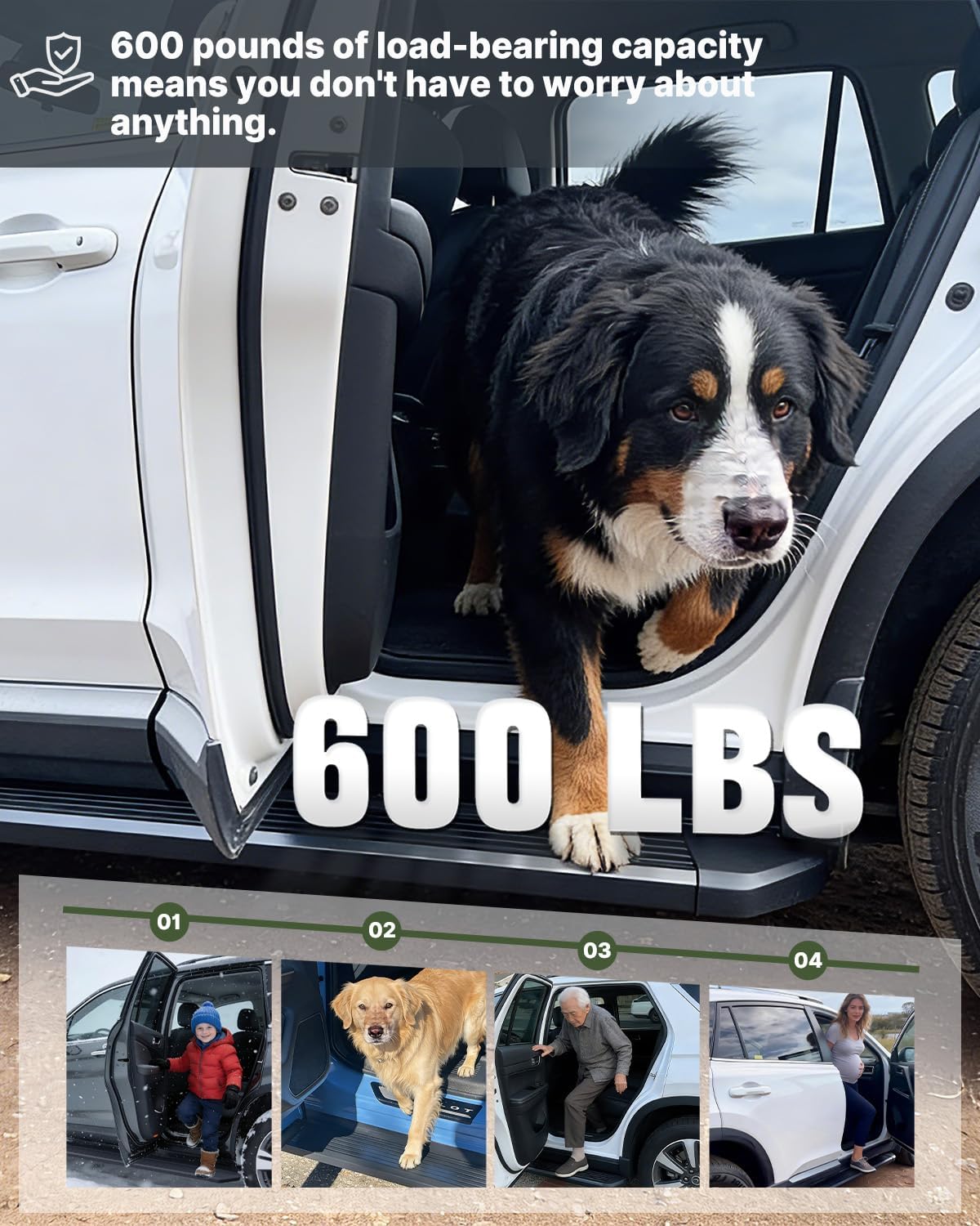 Running Boards Fit for 2023-2026 Honda Pilot Aluminum Side Steps | 600 LBS Load, No-Drill Step Rails with Wide Non-Slip Platform, Side Step Bars for Kids, Elderly & Daily SUV Access