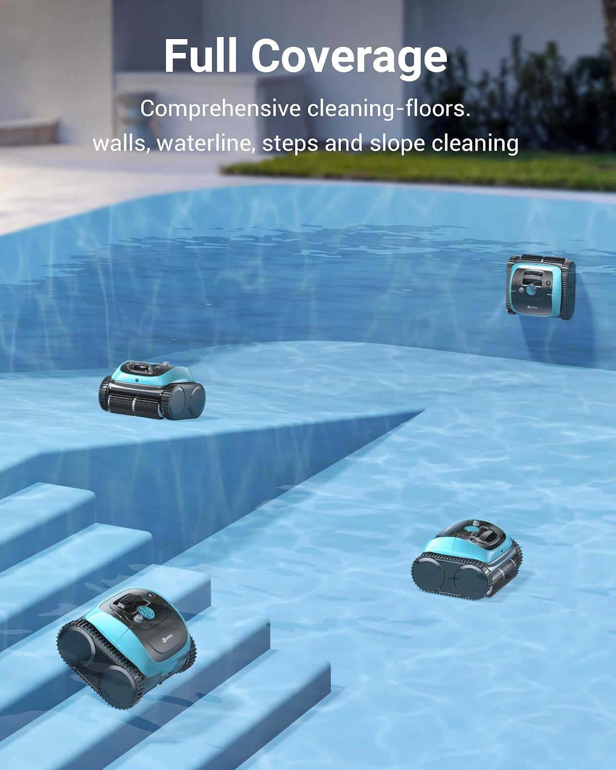Pool Vacuum for Inground Pools, 4-in-1 Cordless Robotic Pool Cleaner for Above Ground Pools,Triple-Motors,Wall & Waterline Cleaning, App Support, OTA Upgrade up to 1,614 Sq.ft