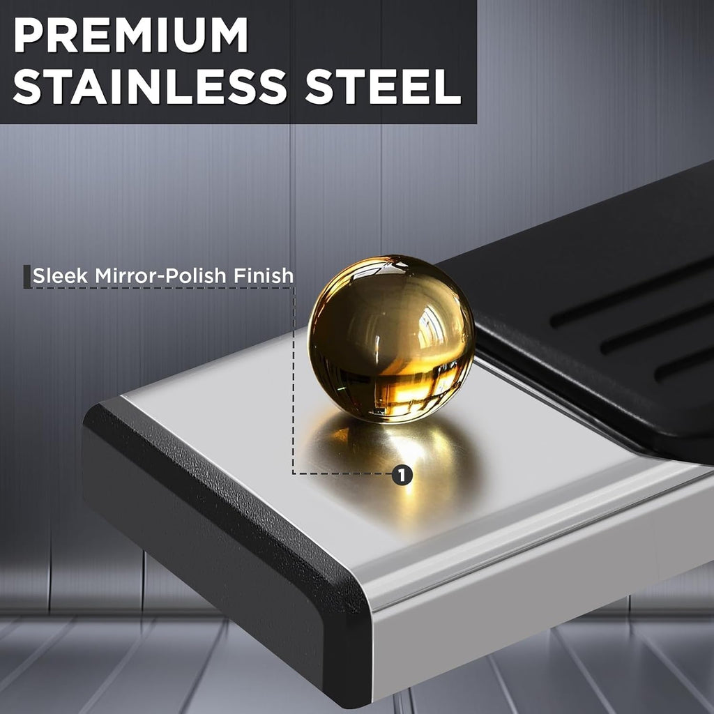 PZ 6.5' Running Boards Anti-Slip Side Steps Stainless Steel Compatible with 2019 Chevy Silverado 1500LD Crew Cab,500LBS No Drill Truck Running Boards Direct Fit Nerf Bar
