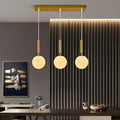 Modern Gold Pendant Light Hanging Fixture Light for Kitchen Island Mid Century with Globe Pendant Light Milk White Glass Pendant Lighting for Living Room Bedroom Entryway (3-Light)