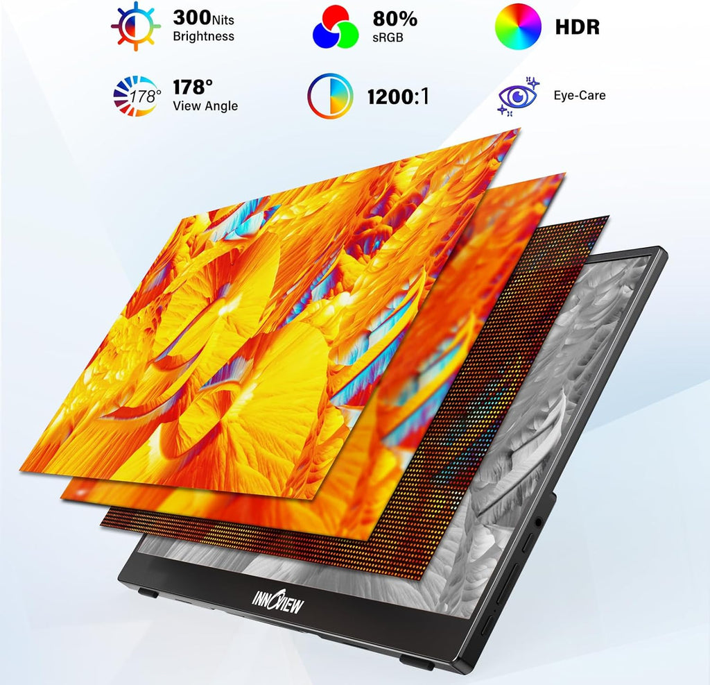 InnoView Dual-Screen Productivity Bundle: 15.6' FHD Portable Monitor w/ 90° Stand + 18' 2K 100Hz Foldable Dual Display｜Plug-and-Play for Mac/PS5/Switch