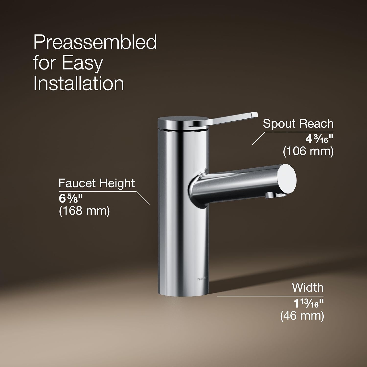 Kohler K-35048-4N-CP Elate® Single-Handle Bathroom Sink Faucet, Single-Handle Bathroom Sink Faucets, 0.5 GPM, Polished Chrome