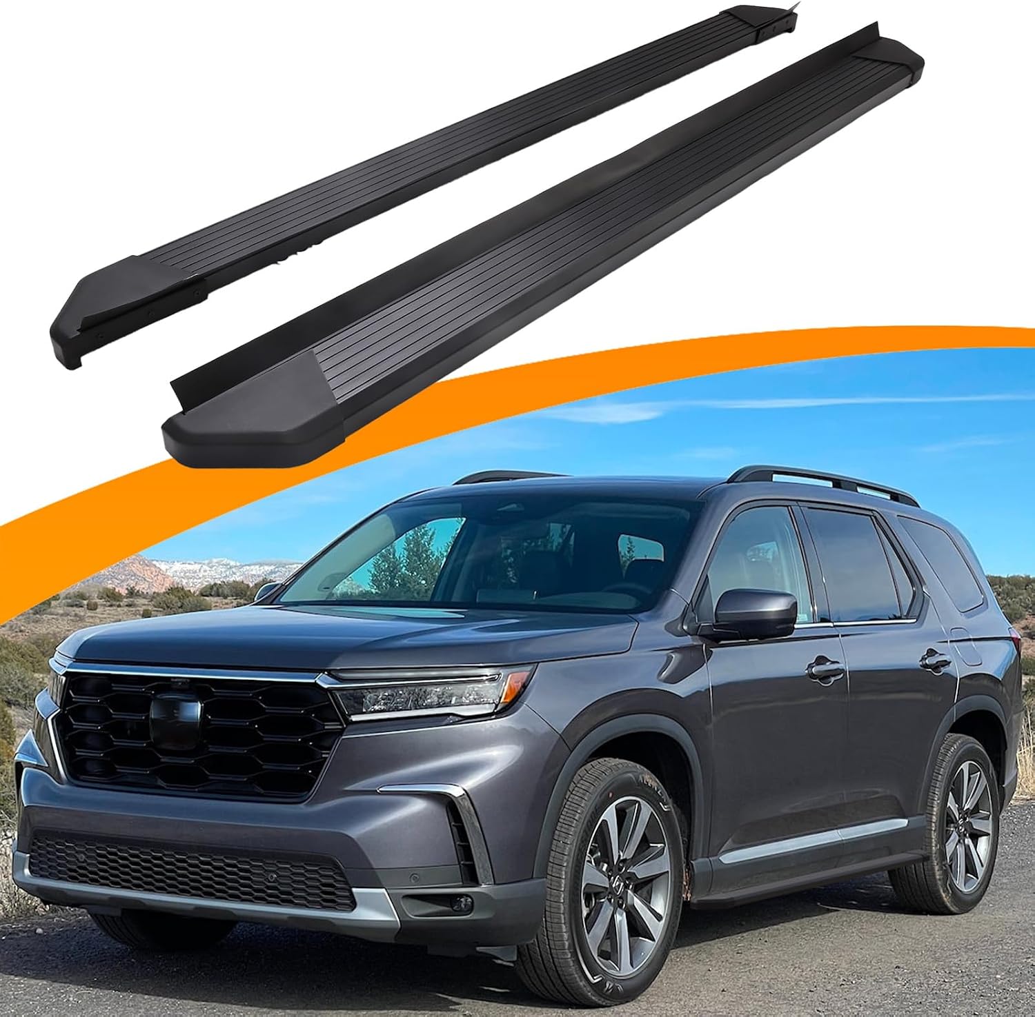 Running Boards Fit for 2023-2026 Honda Pilot Aluminum Side Steps | 600 LBS Load, No-Drill Step Rails with Wide Non-Slip Platform, Side Step Bars for Kids, Elderly & Daily SUV Access