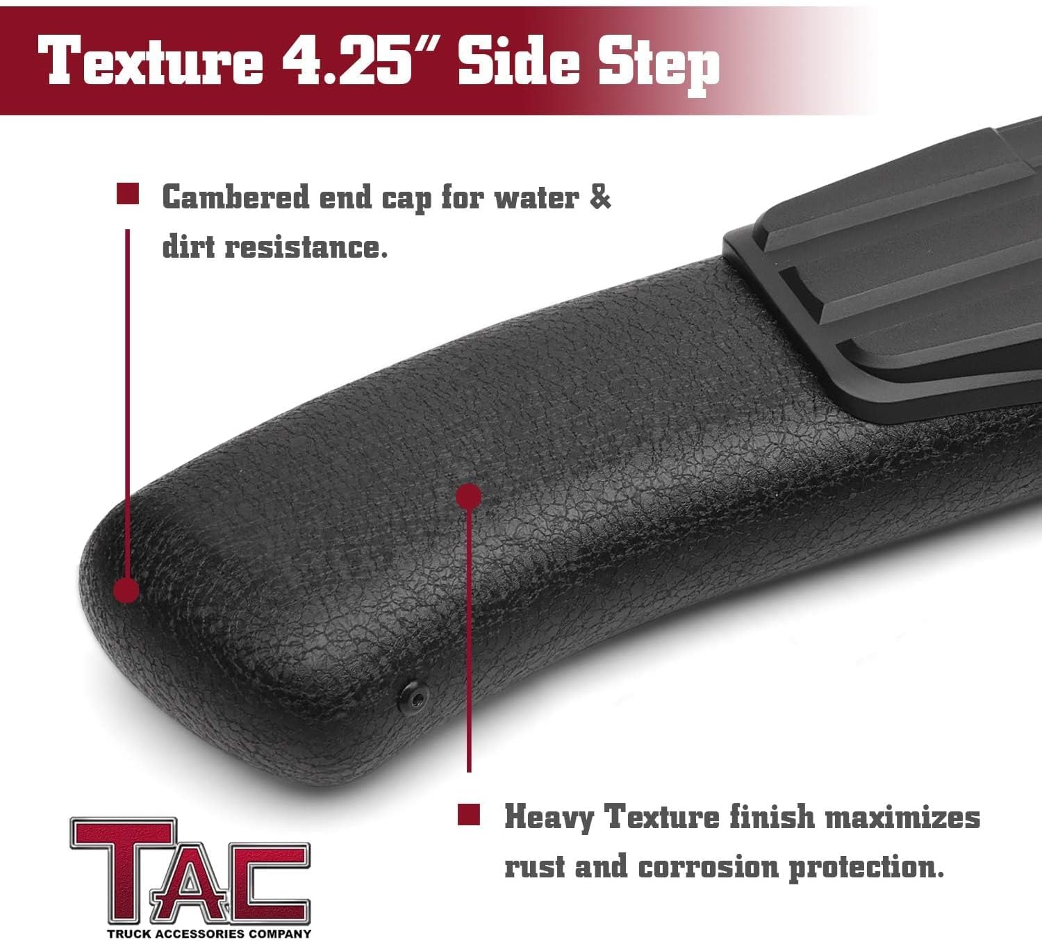TAC 4.25' Side Steps Fit 2007-2021 Toyota Tundra Double Cab Pickup Truck Oval Bend Texture Black Nerf Bars Running Boards Exterior Accessories (Texture Powder Coating Brackets) (2 Pieces)