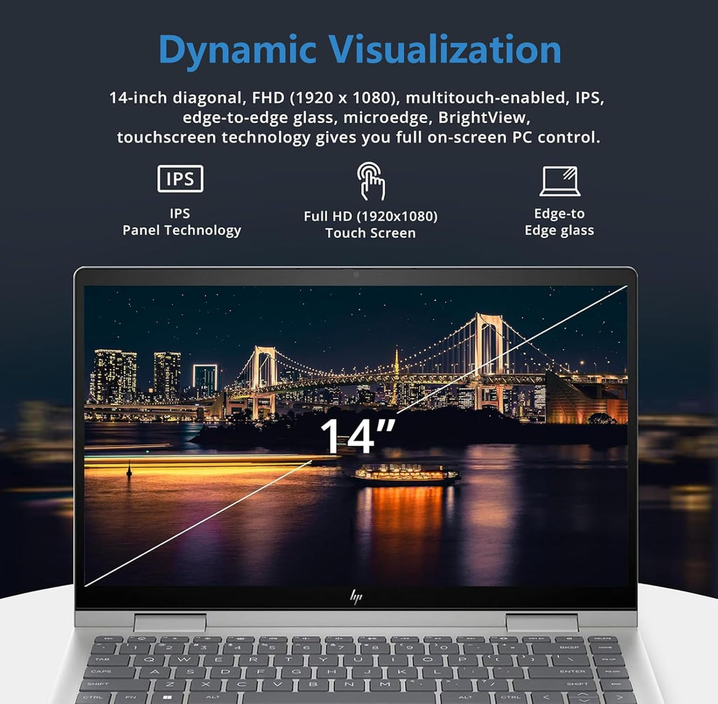 HP 2024 Envy 2-in-1 14' FHD Touchscreen Laptop, Core 7 150U(Bests i7-1355U), Wi-Fi 6E, FP Reader, Natural Silver, Backlit KB, BT 5.3, Win11 W/Stylus Pen (16GB RAM | 1TB SSD +Pen)