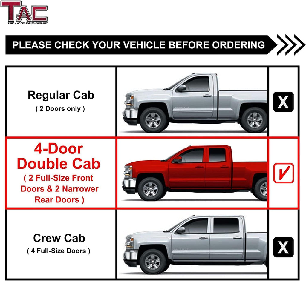 TAC Sniper Running Boards Fit 2007-2018 Silverado/Sierra 1500 EXT/Double Cab|2007-2019 2500/3500 EXT/Double Cab 4' Drop Side Steps Nerf Bars Automotive Exterior Accessories Fine Texture Black 2pcs
