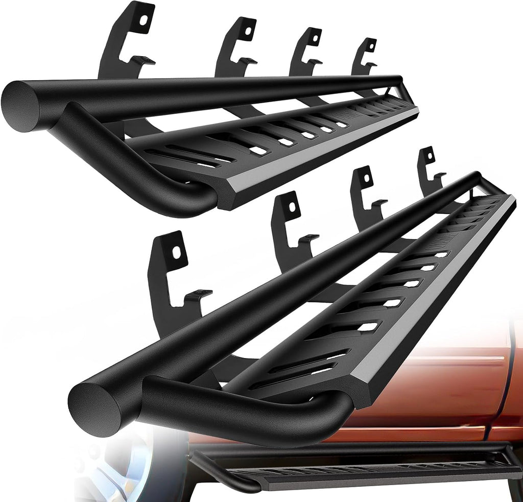 ONINE Tubular Drop Running Board Custom Fit 2019-2026 Chevy Silverado/GMC Sierra 1500 & 2020-2026 Chevy Silverado/GMC Sierra 2500HD/3500HD Crew Cab Drop Side Step Nerf Bar, Textured Black