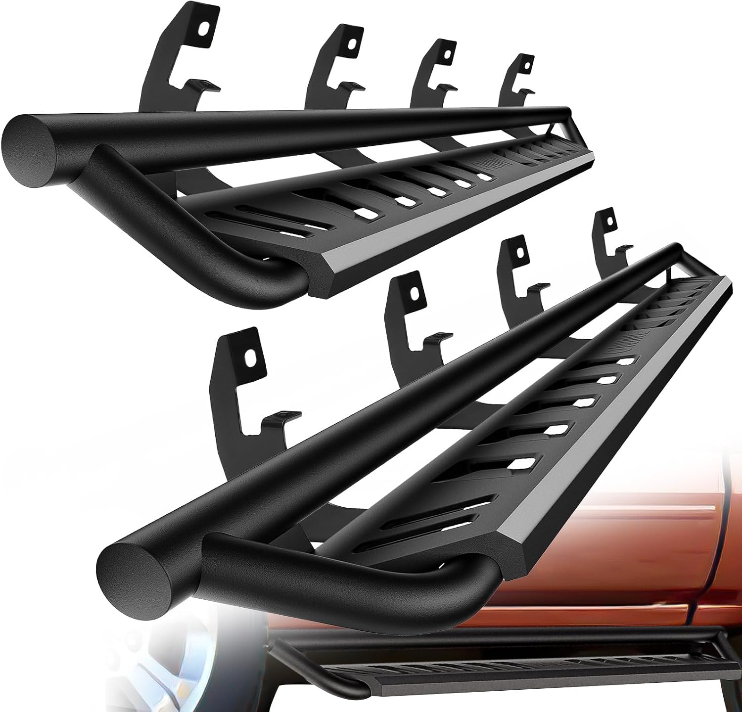 ONINE Tubular Drop Running Board Custom Fit 2019-2026 Chevy Silverado/GMC Sierra 1500 & 2020-2026 Chevy Silverado/GMC Sierra 2500HD/3500HD Crew Cab Drop Side Step Nerf Bar, Textured Black