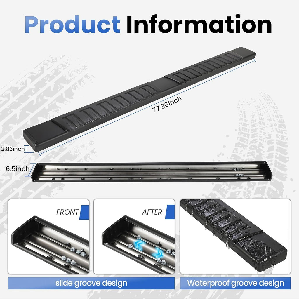PZ 6' Running Boards Anti-Slip Side Steps Compatible with Chevy Silverado/GMC Sierra 1500 Double Cab 2019-2025, 2020-2025 for 2500HD 3500HD,500LBS No Drill Truck Running Boards Direct Fit Nerf Bar