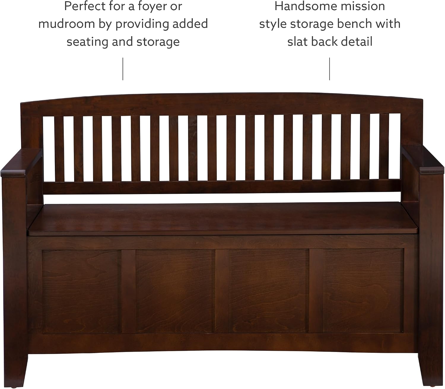 Linon Home Dcor Linon Home Decor Cynthia Storage Bench, 50'w x 17.25'd x 32'h, Walnut