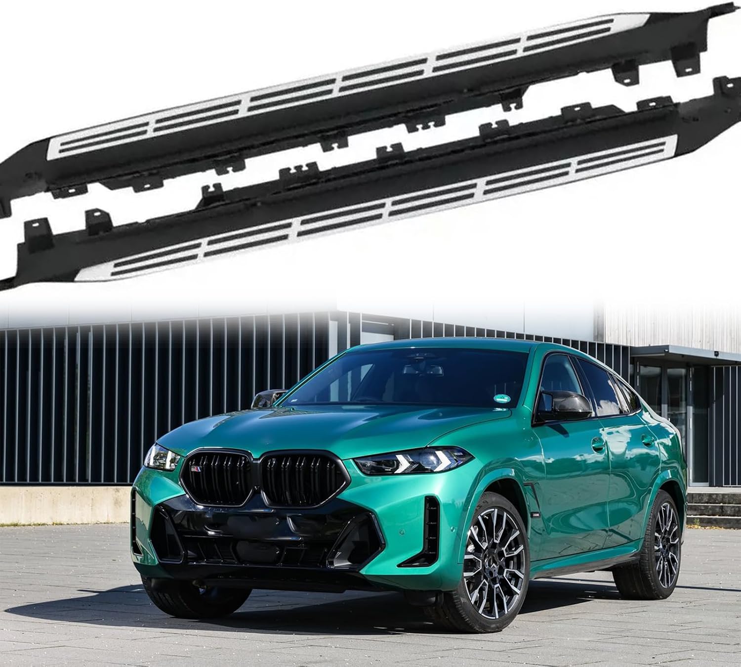 2PCS Fits for BMW X6 G06 2020 2021 2022 2023 2024 2025 Side Step Running Boards Compatible Silver Nerf Bar