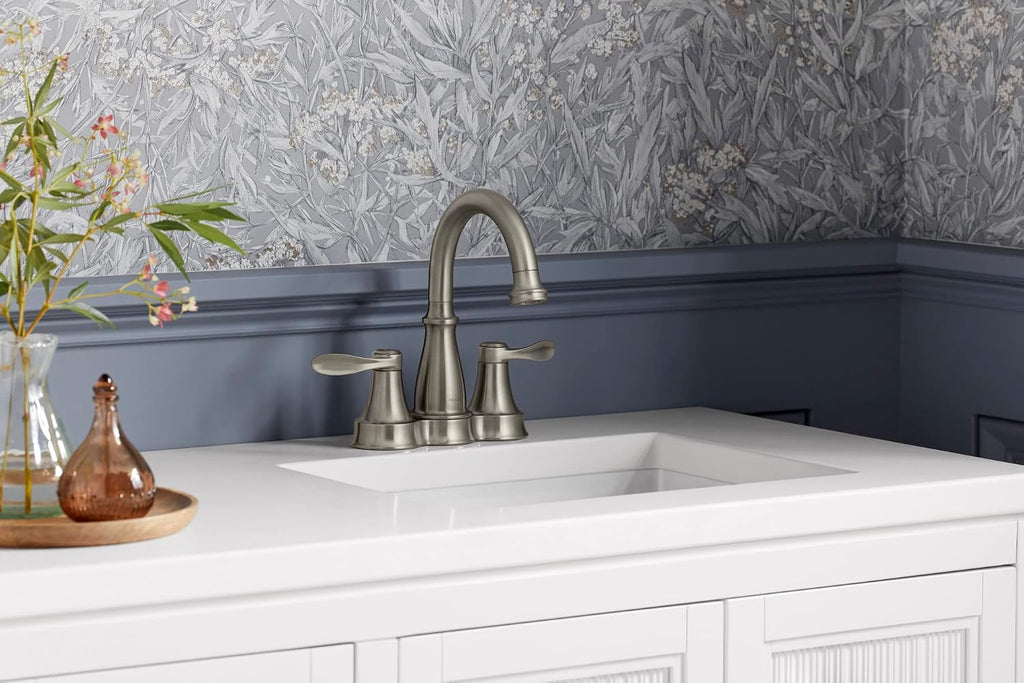 KOHLER 27378-4-2BZ Bellera Centerset Bathroom Faucet with Clicker Drain, 2-Handle Bathroom Sink Faucet, 1.2 GPM, Oil-Rubbed Bronze