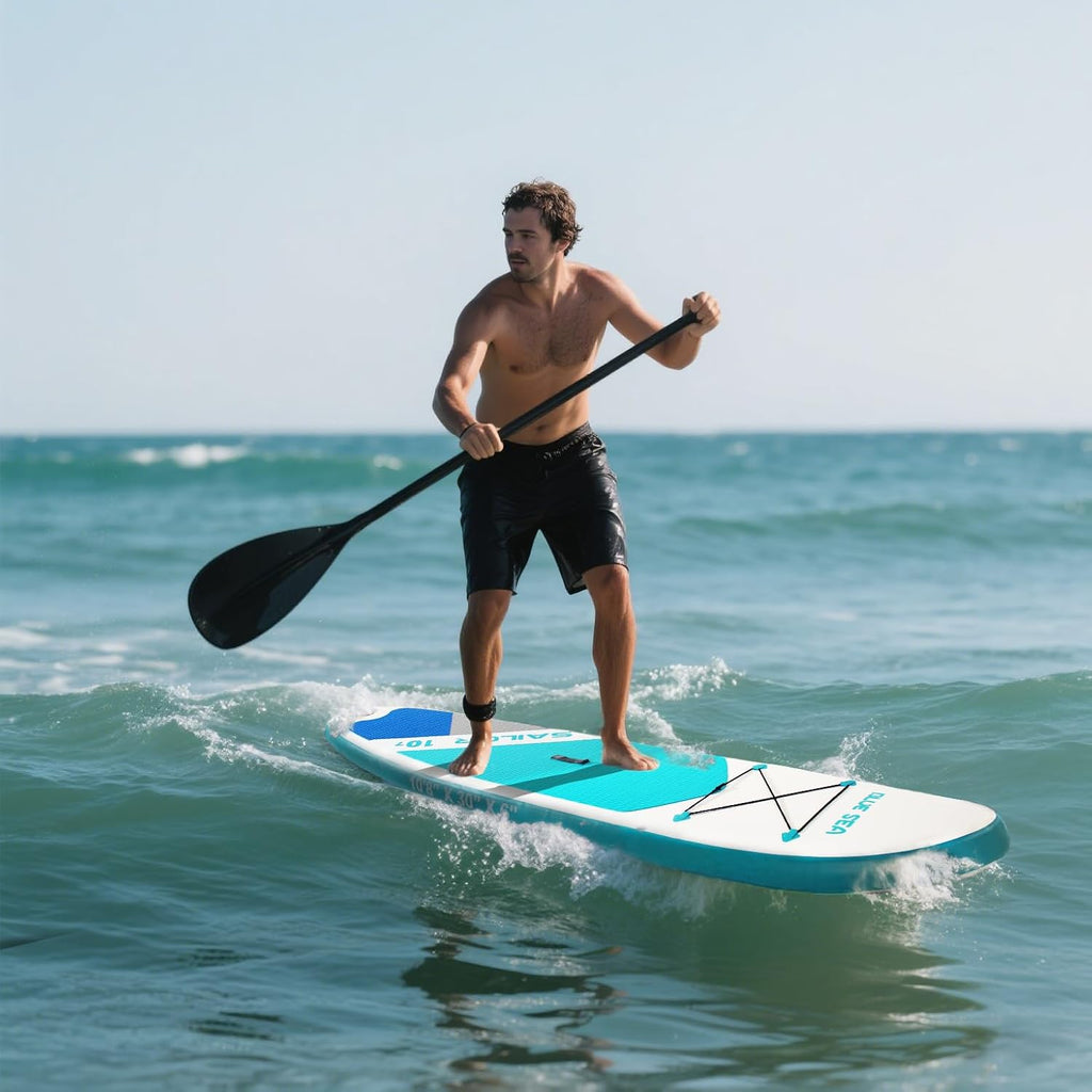 Inflatable Stand up Paddle Board, Extra Wide SUP, with Premium Paddleboard Accessories, Hand Pump, Backpack, Adult & Youth, for Yoga Fishing Paddling