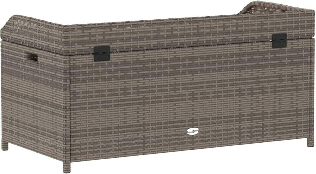 Foto Outdoor Bench, 39 Inch, Gray Wicker Rattan, Under Seat Storage
