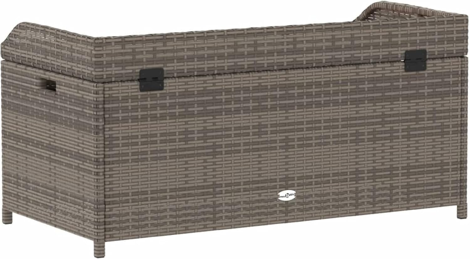 Foto Outdoor Bench, 39 Inch, Gray Wicker Rattan, Under Seat Storage