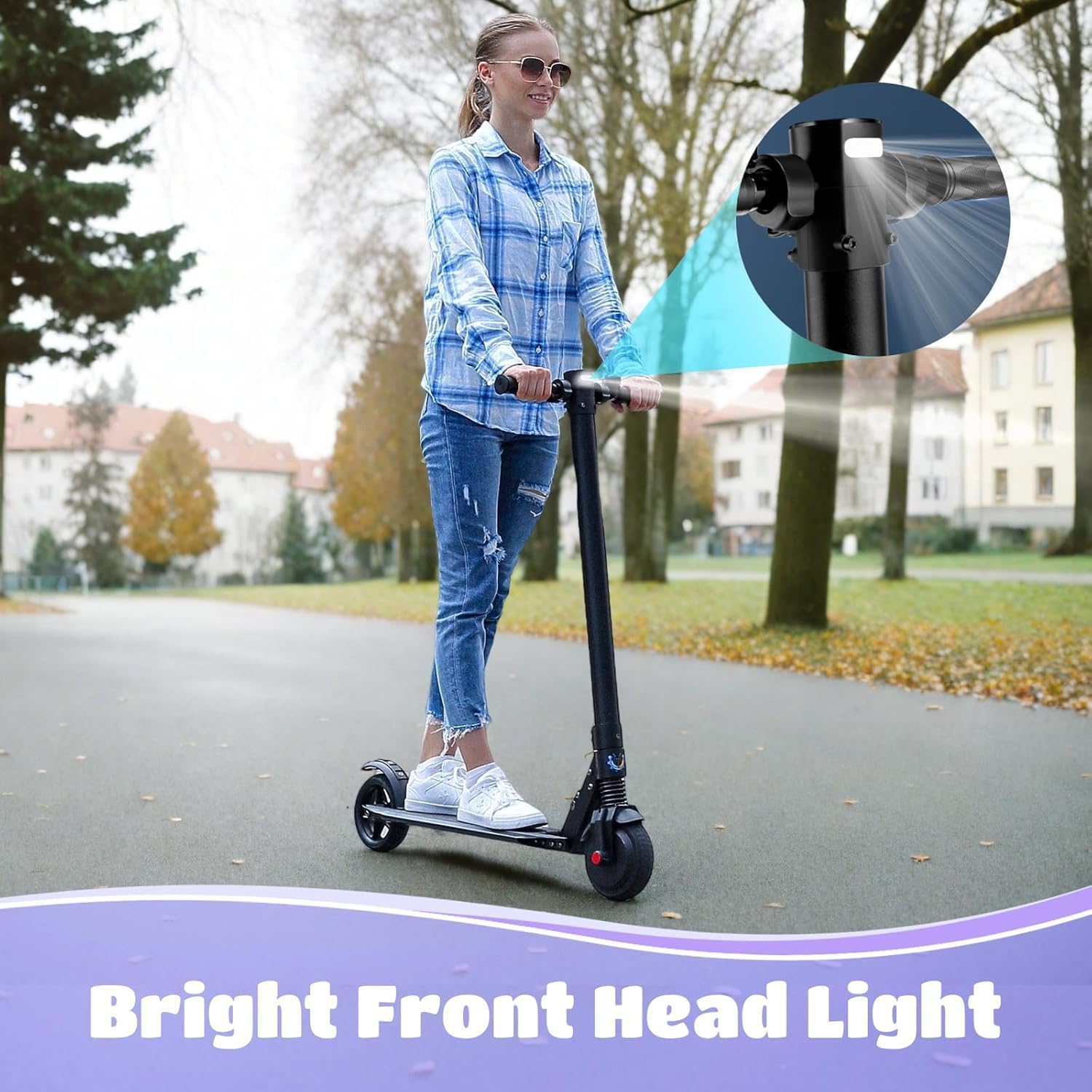 Caroma Electric Scooter Adults Peak 450W, 16-21 Miles Range E Scooter, Safe Speed Control Scooter with Smart LED Display Max 16 MPH, Lightweight Foldable E-Scooter,Electric Scooter for Kids,Gift Idea