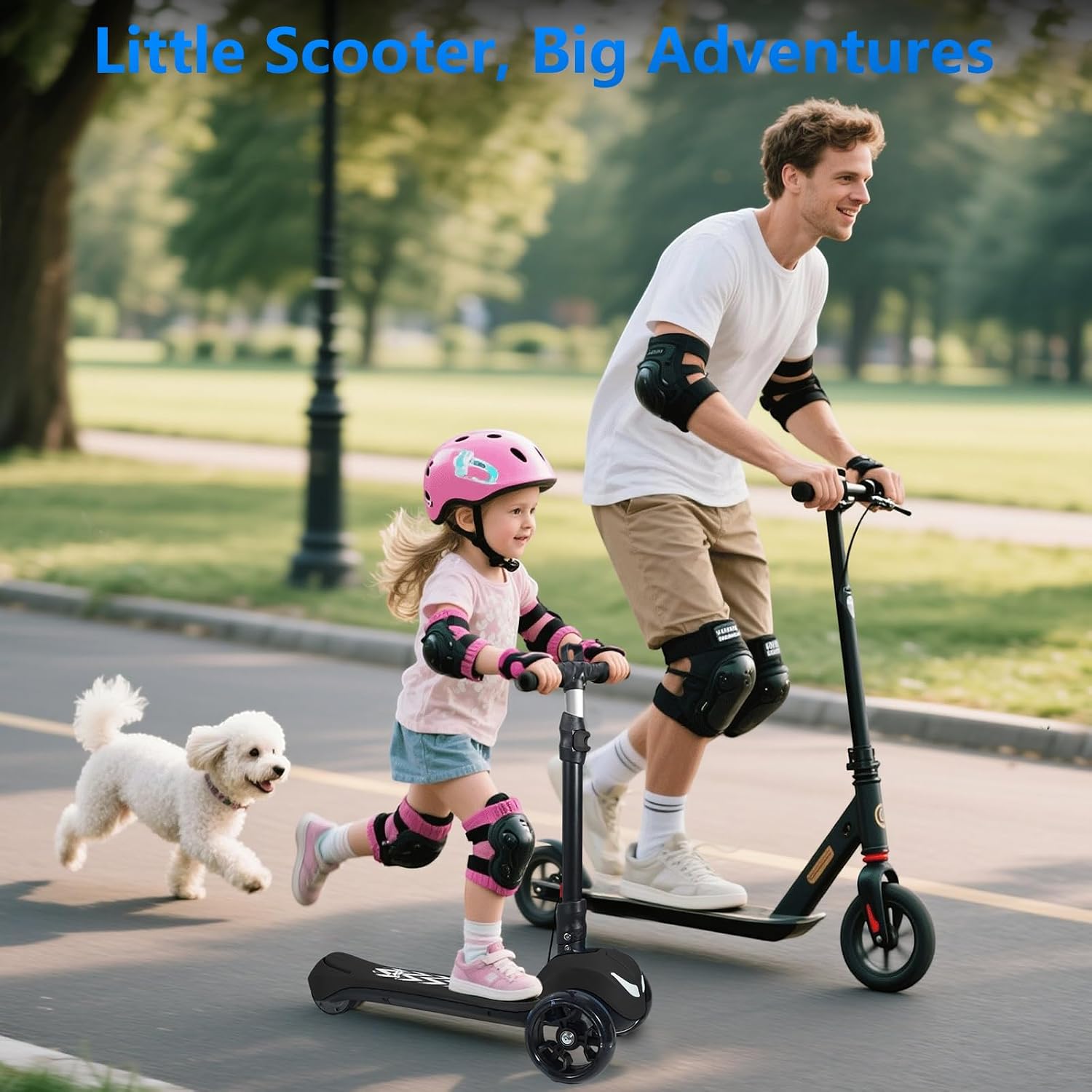 Electric Scooter for Kids Ages 3-12, Full Body Lights Up, Wide Deck, 3 Adjustable Heights, 5MPH Safe Speed, 90min Riding, Foldable 3 Wheel Electric Scooter for Kids Boys Girls Toddler