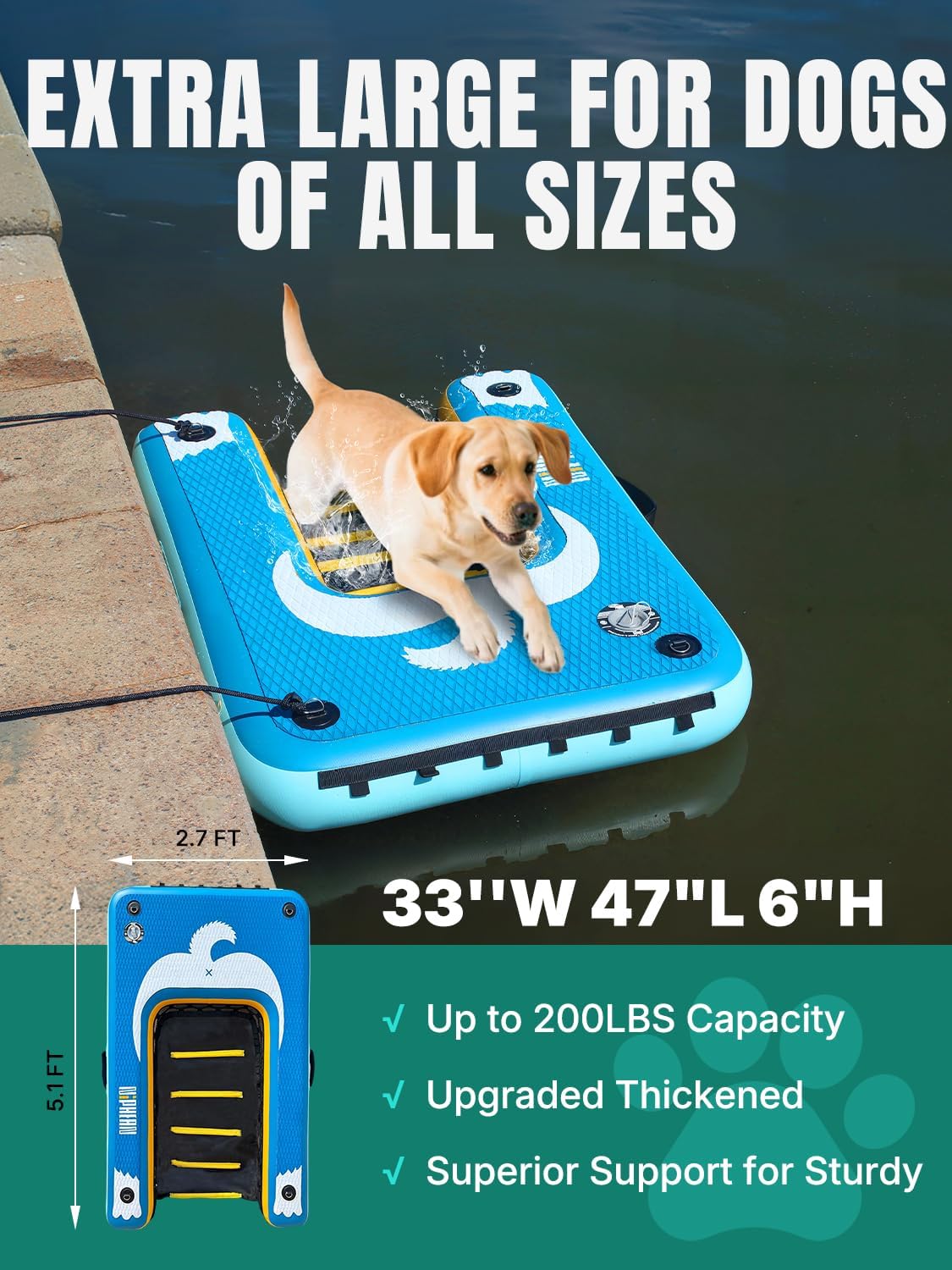 Niphean Inflatable Stand Up Paddle Board with Stabiltrac Fin Design and SUP Accessories & Niphean Dog Pool Ramp(Full-Coverage Non-Slip Deck)