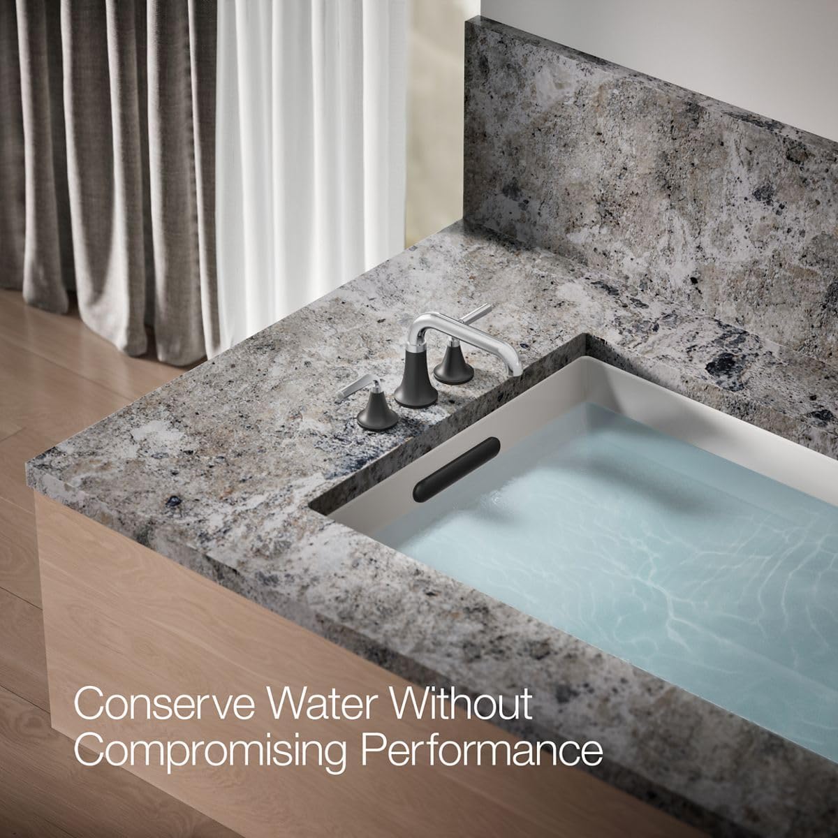 Kohler T27417-4-CBL Tone™ Deck-Mount Bath Faucet Trim, Polished Chrome with Matte Black
