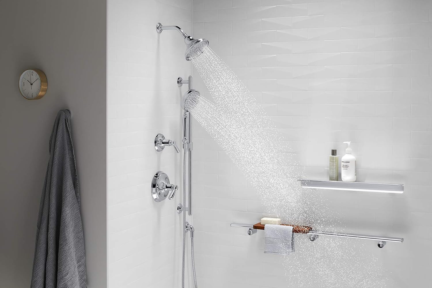 KOHLER 22163-CP Bancroft Multi-Function Handshower, Handheld Showerhead with 3 Spray Settings, 2.5 GPM, Polished Chrome