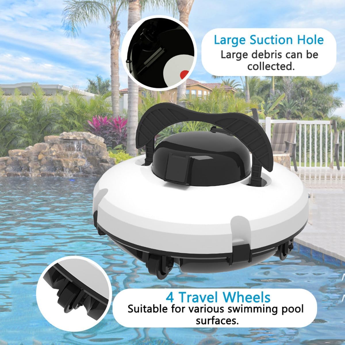 Cordless Robotic Cleaner Automatic In Ground Pool Cleaning Kit with 5200mah Battery & Powerful Dual Motors Underwater Cleaner (120 Mins Runtime)