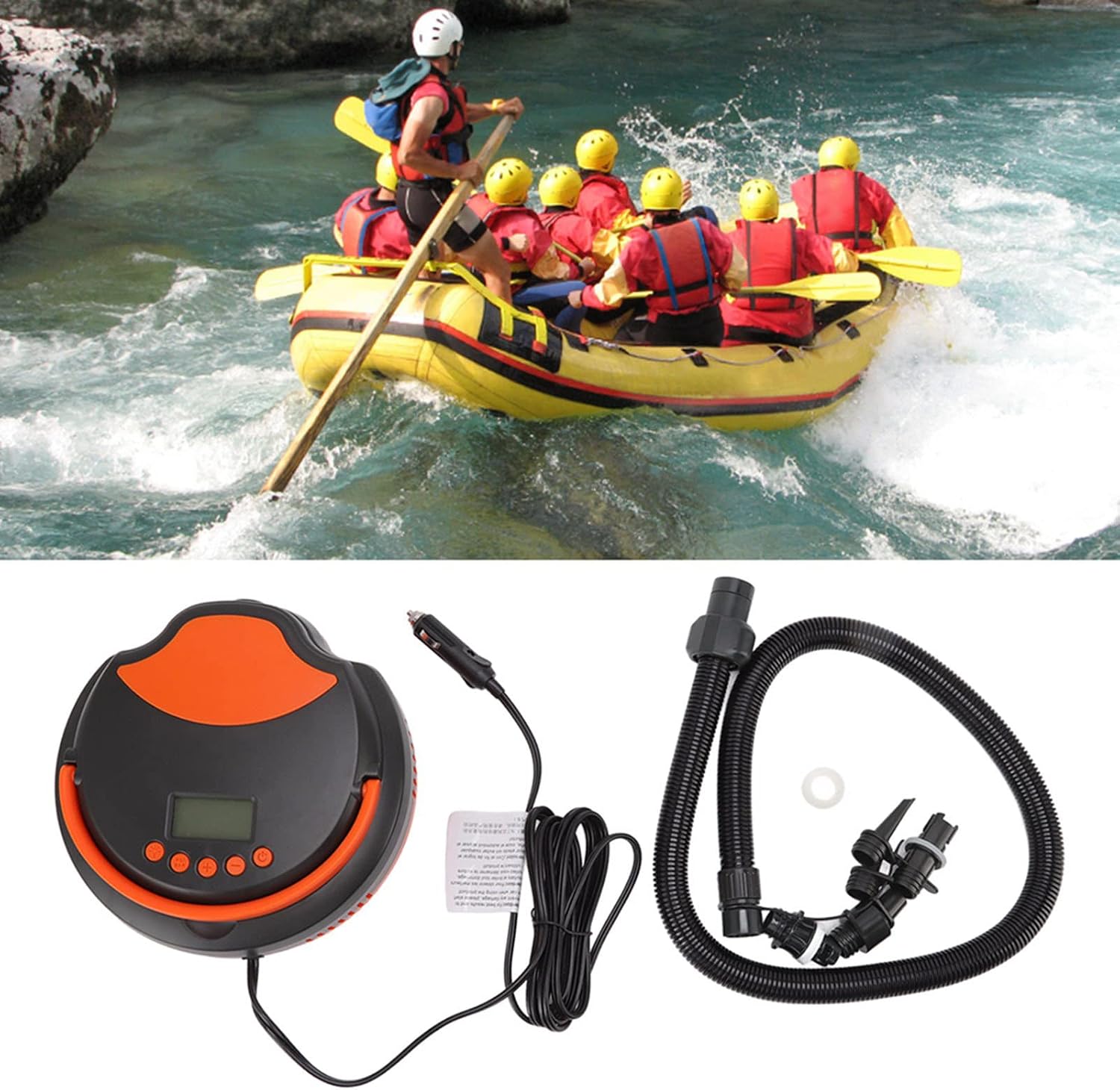 12V Vehicle Electric Air Pump, High Pressure Inflatable Pump, 110W - Auto Shut - Off Preset Pressure, LED Display & Light, Portable for Paddle Board Surfboard Boat