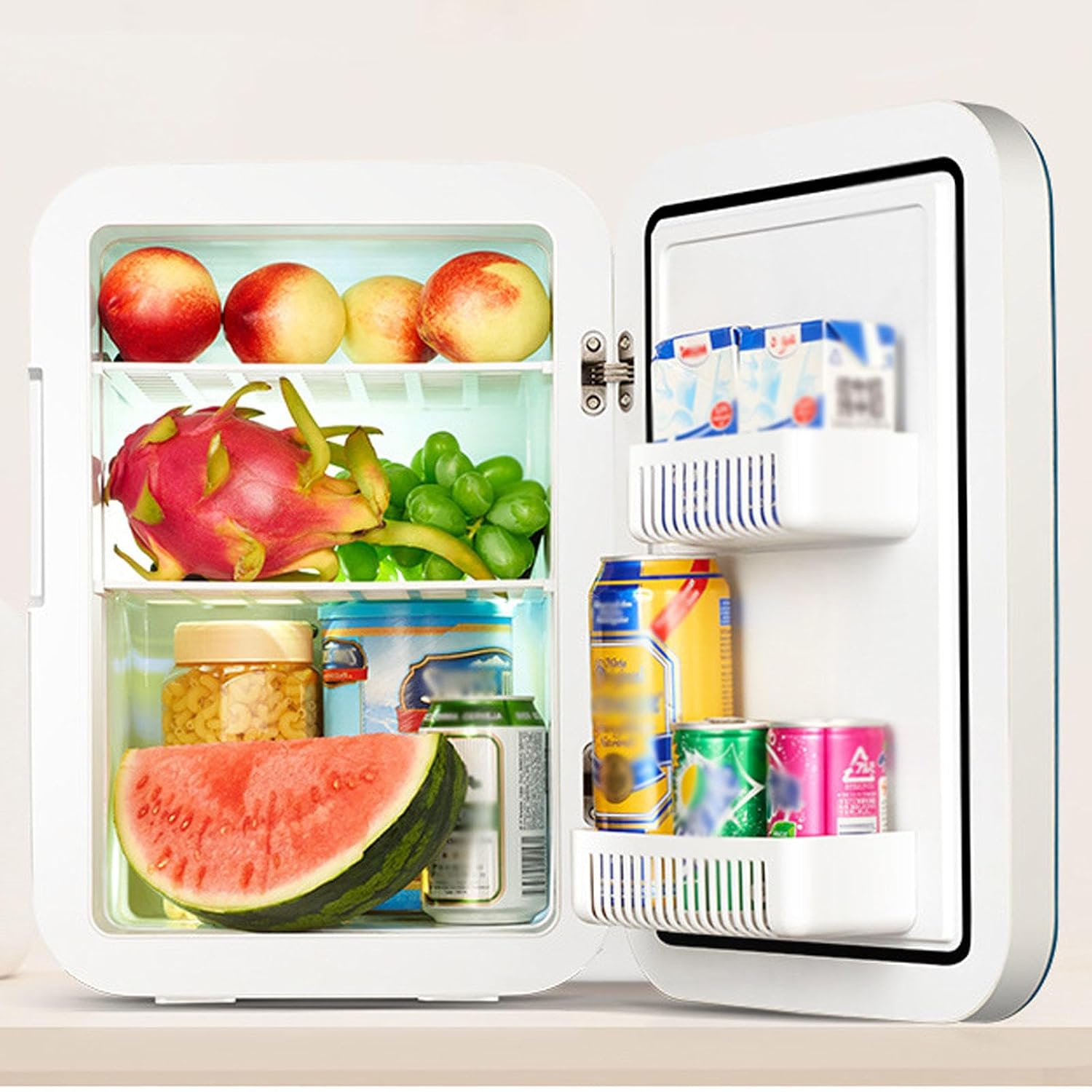 Mini Car Fridge, 220VAC/12V DC Portable Thermoelectric Cooler and Warmer Refrigerator 20 Liter Capacity for Cosmetics,Foods, Bedroom, Dorm, Office, Car