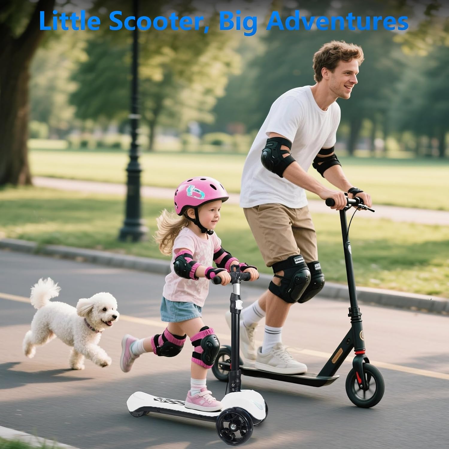 Electric Scooter for Kids Ages 3-12, Full Body Lights Up, Wide Deck, 3 Adjustable Heights, 5MPH Safe Speed, 90min Riding, Foldable 3 Wheel Electric Scooter for Kids Boys Girls Toddler