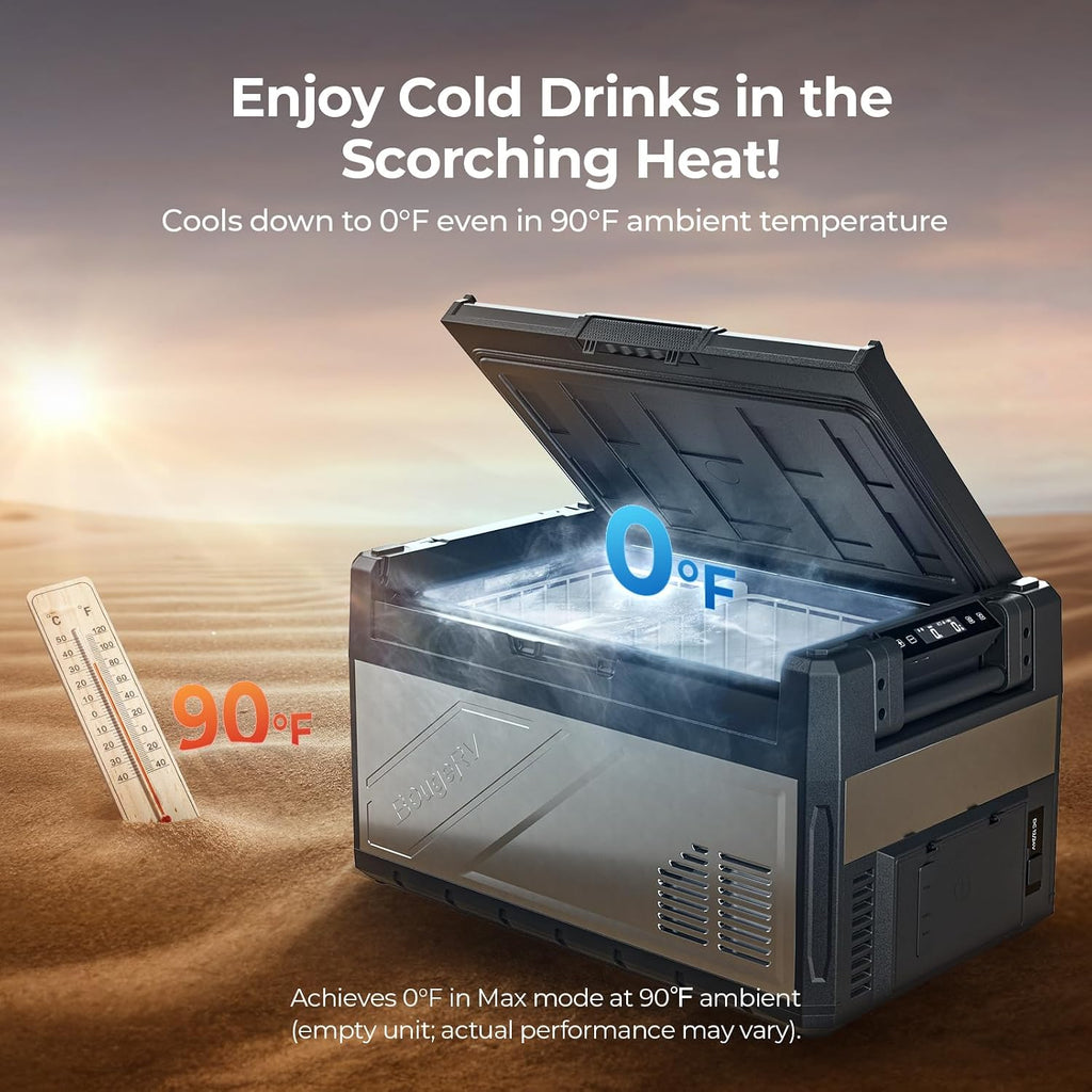 BougeRV 12 Volt Portable Refrigerator, 41 Quart Dual Zone Car Fridge Freezer with APP Control, Compressor Cooler 12/24V DC, 110~240V AC for Overlanding, Camping, Travel, RV(2026 New Model: Rocky V3.0)
