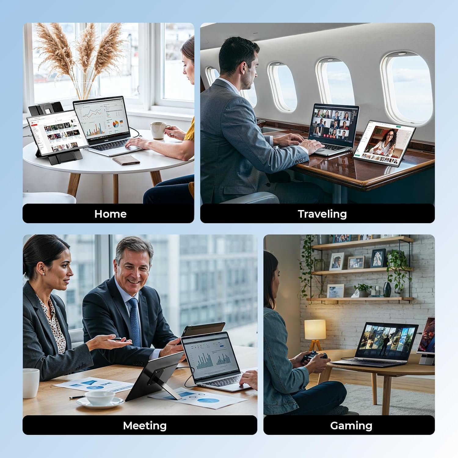 Portable Laptop Screen Extender 16.1' 1200P FHD, Rotatable & Adjustable Stand, USB-C/HDMI for 13-17.5' Laptops, Mac/Windows/Chrome/Android/Dex