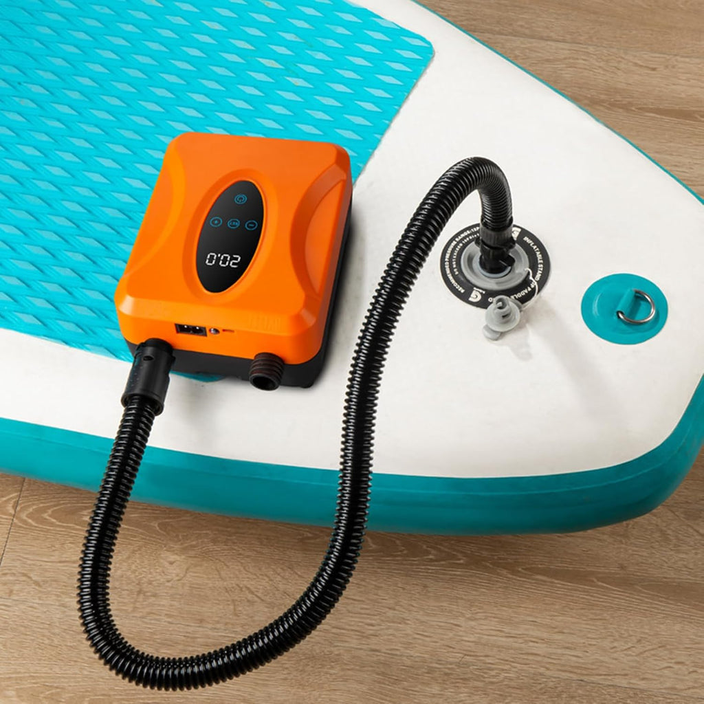 FLEXMAN 20PSI 12V Paddle Board Pump Electric Portable, Rechargeable Touchscreen Control with LED Light Inflator and Deflator for Paddle Board