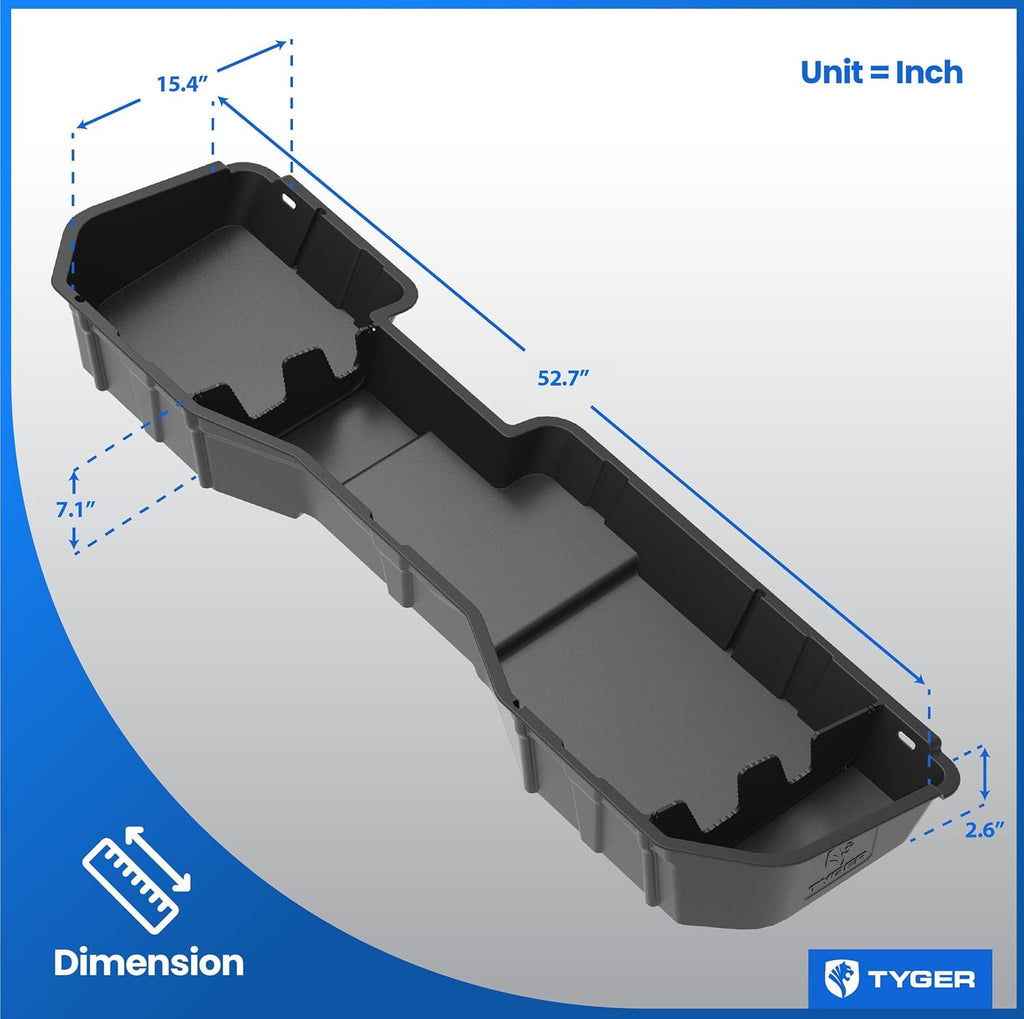 Tyger Auto Rear Under Seat Storage Box Compatible with 2014-2018 Chevy Silverado/GMC Sierra LD; 2015-2019 Silverado/Sierra HD | Crew Cab | Custom-Fit Cargo Organizer Console | TG-CB5C8878