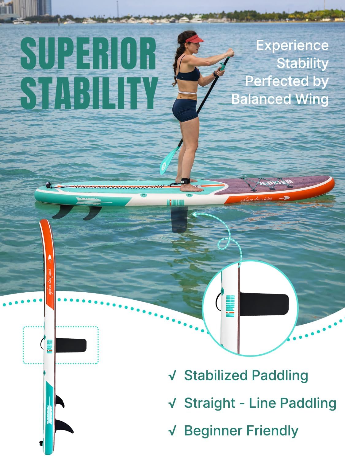 Niphean Inflatable Stand Up Paddle Board with Stabiltrac Fin Design and SUP Accessories & Niphean Dog Pool Ramp(Full-Coverage Non-Slip Deck)