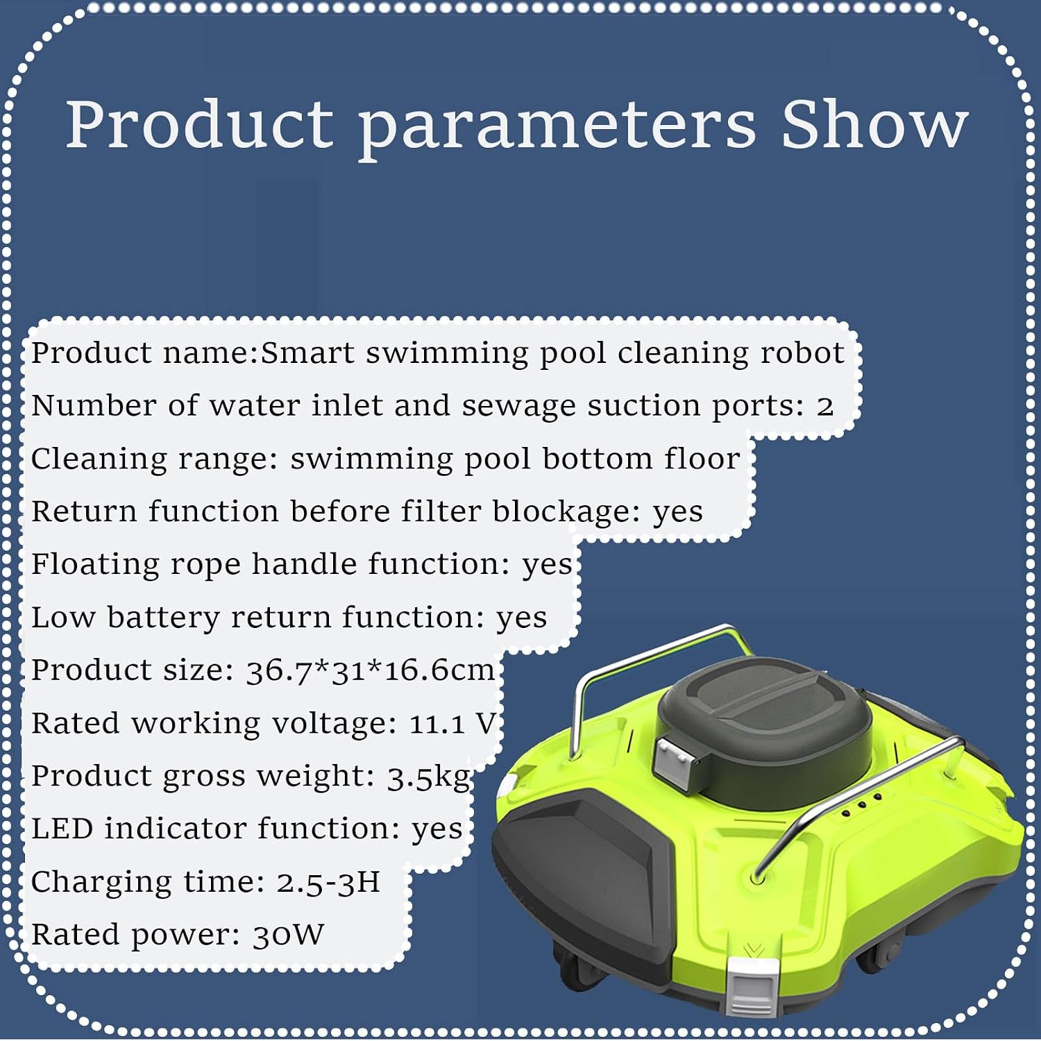 Automatic Pool Cleaning Robot,Pool Cleaner Automatic,Cordless Robotic Pool Vacuum,Pool Automatic Vacuum Cleaner, for Above Pools Up to 80m²,Automatically Dock