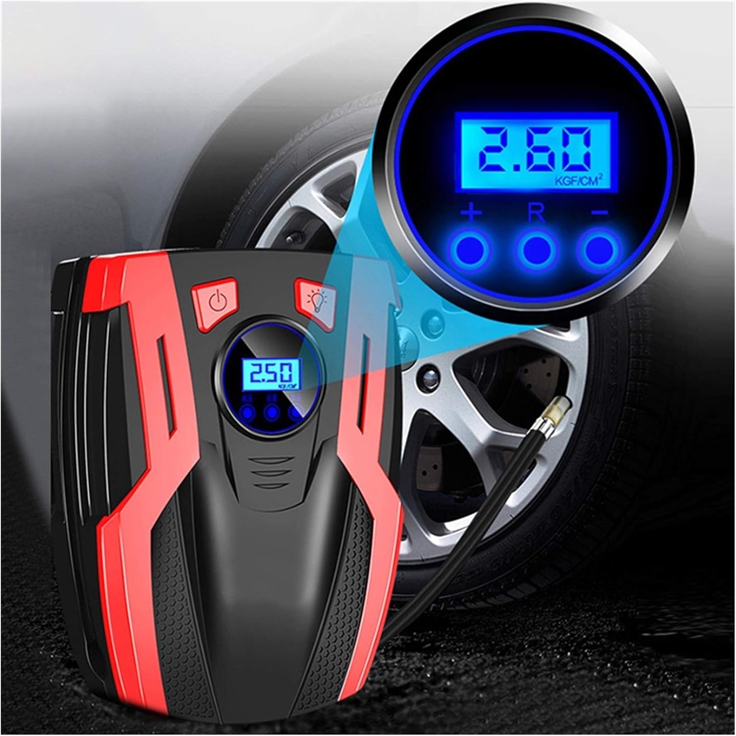 Air Compressor Tire inflator DC 12V Portable Car Tire Pump w/ Emergency LED Light Long Power Cord Auto Shut Off Electric Air Pump for Car Tires Bicycle and Other Inflatables