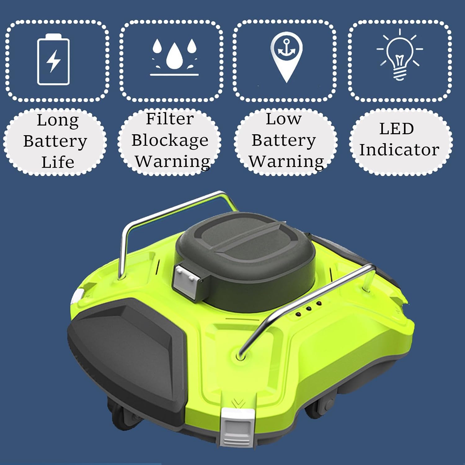Automatic Pool Cleaning Robot,Pool Cleaner Robot,Pool Cleaning Machine,360° Powerful Cleaning Pool Equipment,for Above Pools Up to 80m²,with Strong Suction