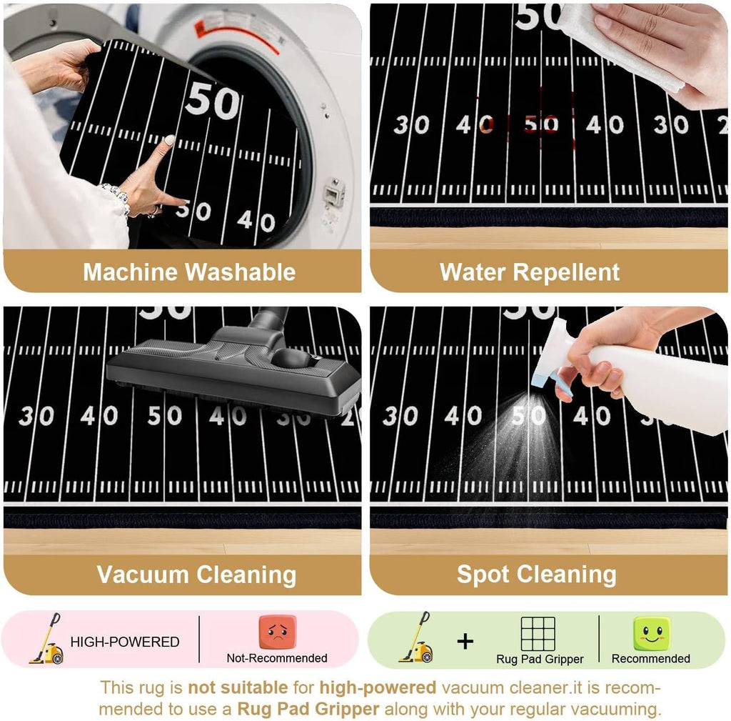 10x14 Area Rugs for Bedroom Boho Washable Rug for Living Room American Football Field Marking Football Field top View Carpet for Dining Room Soft Rubber Backed Non-Slip Carpets for Bedroom Office