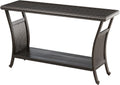 Hanover Traditions Outdoor Table, 50' Slat Top Console Table with 2 Shelves, Rust-Resistant All-Weather Patio Table with Brushed Bronze Finish, Perfect for Storage and Display Space or Bar Set Up