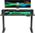 FEZIBO 55 x 25 Inch Height Adjustable Electric Standing Desk with Double Drawers, Stand Up Desk with LED Strips, Sit Stand Desk with Monitor Stand, Blcak