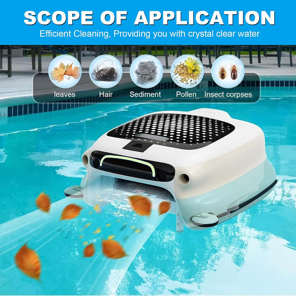 Wireless Pool Skimmer Robot | Pool Cleaning Robot, 7800mah Large Capacity Power Bank, 5-6 Hours Of Run Time, 3 Hours Fast Charge, Can Remove Pollen, Leaves And Hair From Pools, Suitable For All Pools