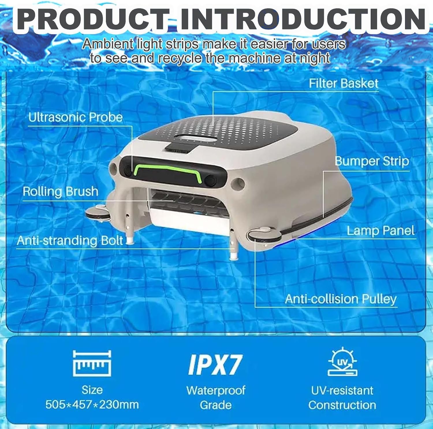 Pool Skimmer,Cordless Pool Cleaner Robot with Remote Control,10l Robotic Pool Skimmer-7800mah Battery,Automatic Pool Cleaner-Salt Resistan Durable Motor,Cleans 2000 Sq Ft,24/7 Cleaning