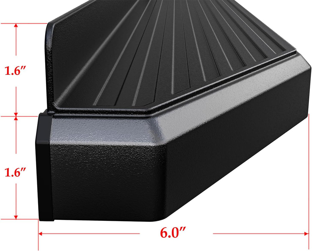 APS 6-inch (Black Stainless Steel Powder Coated Flat Style) Running Boards Side Bars Side Steps Compatible with Ford Econoline 1999-2014 Full Size Van 3-Door