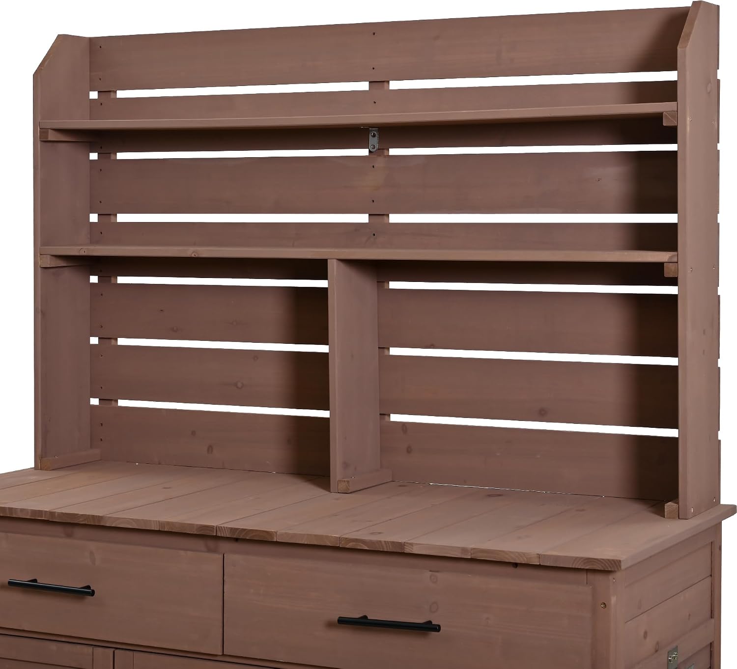 Multifunctional 3-in-1 Potting Bench Workstation with Storage & Wheels | Sturdy Fir Wood | Outdoor Garden, Patio, BBQ Prep Station (Brown-W)