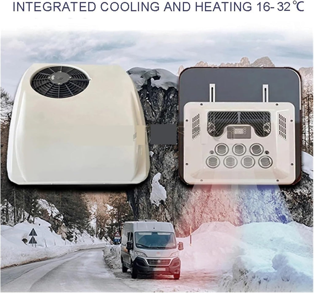 Electric RV Roof Air Conditioner Heat and Cool Integrated 12V 24V RV Rooftop Parking AC for Truck Camper Caravans Motor Home