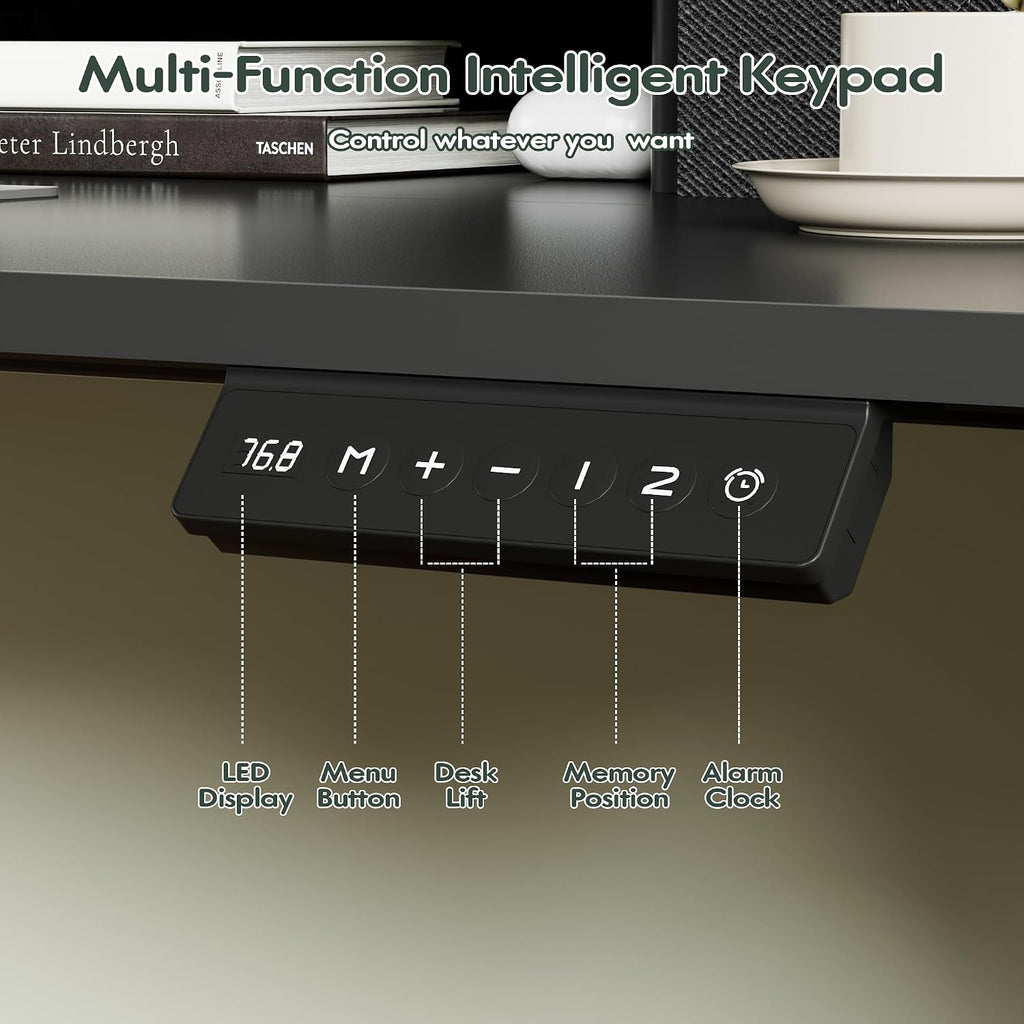 Homall Electric Standing Desk with 2 Drawers, Adjustable Height Computer Desk with Monitor Shelf Sit Stand Table with Splice Board Quick Install for Home Office (Black, 55 Inch)