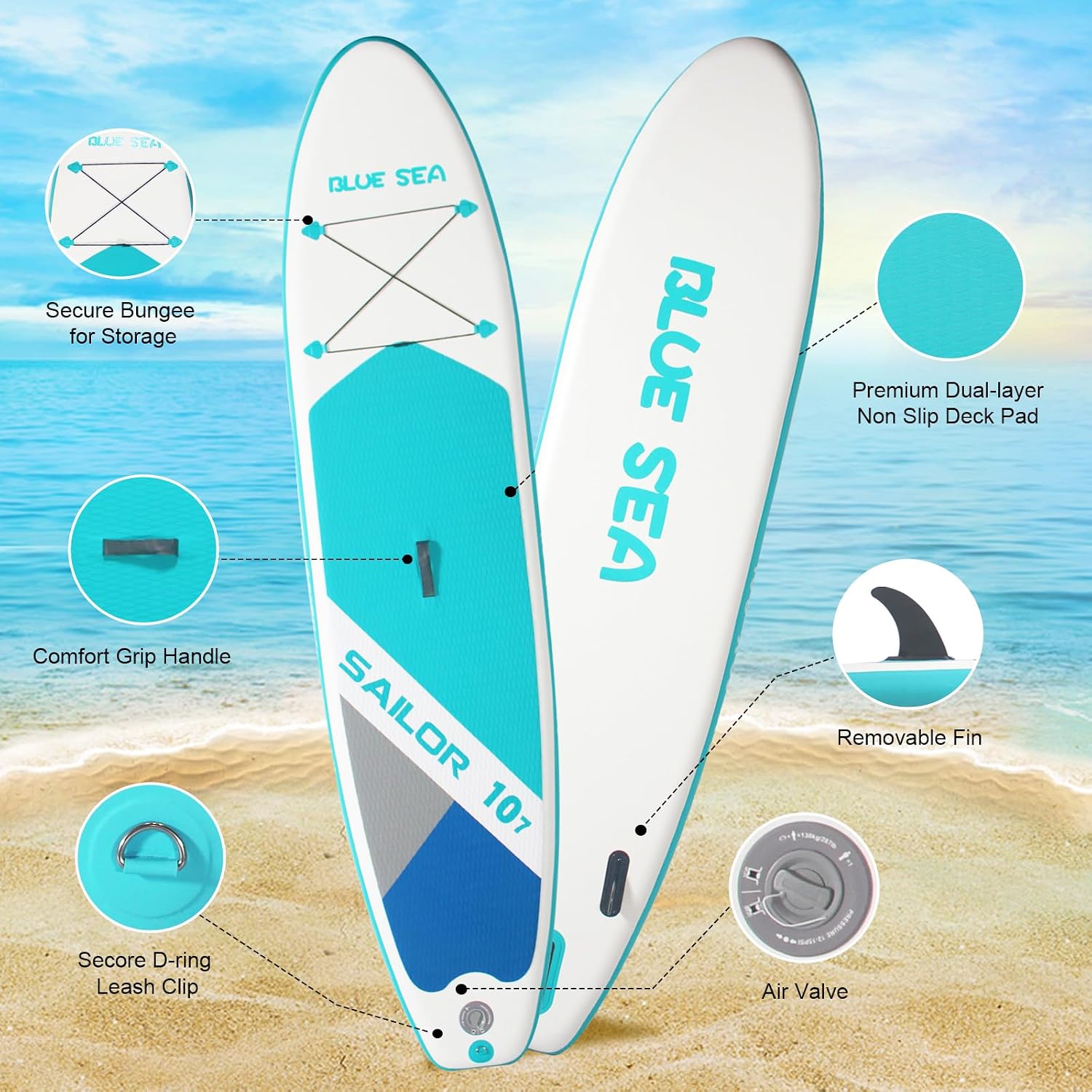 Inflatable Stand up Paddle Board, Extra Wide SUP, with Premium Paddleboard Accessories, Hand Pump, Backpack, Adult & Youth, for Yoga Fishing Paddling