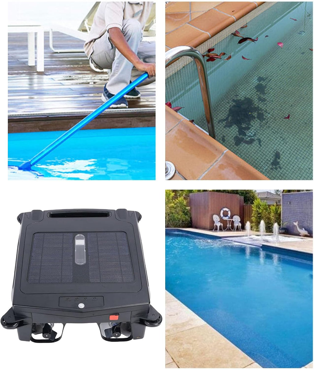 Naroote Solar Swimming Pool Surface Cleaning Robot, Automatic Rechargeable Cordless Robotic Pool Cleaner with Dual Charging Functionality & 5 Hours Continuous Cleaning (US Plug)